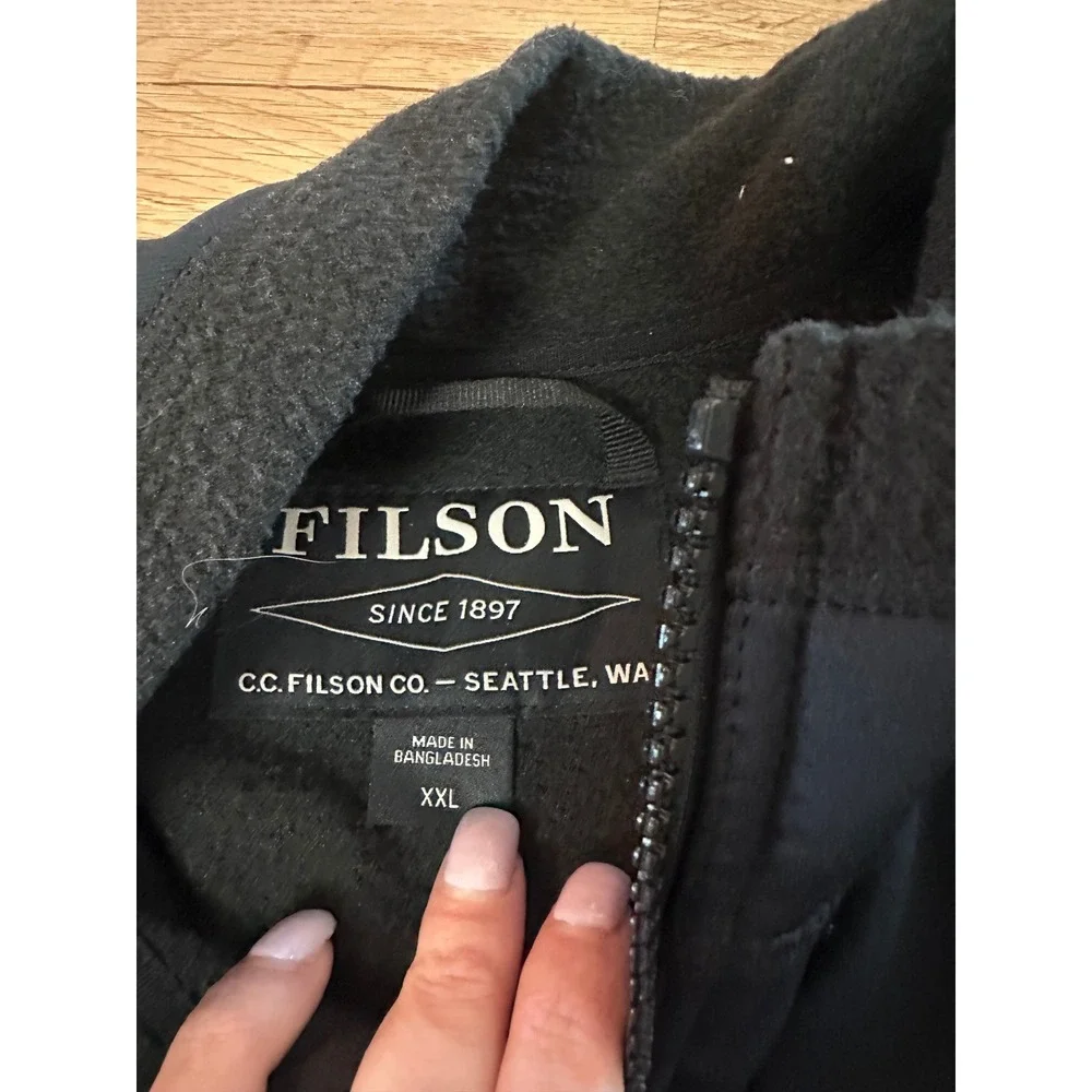 Filson Artis Vest Mens XXL Black Full Zip Fleece Lined Outdoor Workwear